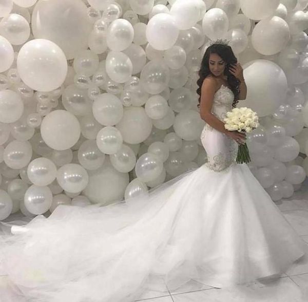 

2023 african mermaid wedding dresses sweetheart beading lace court train ivory vintage plus size bridal gowns5085023, White