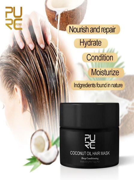 

purc 50ml coconut oil hair mask for repair damaged hair to make hair soft and smooth use for all types 6pcs4186460