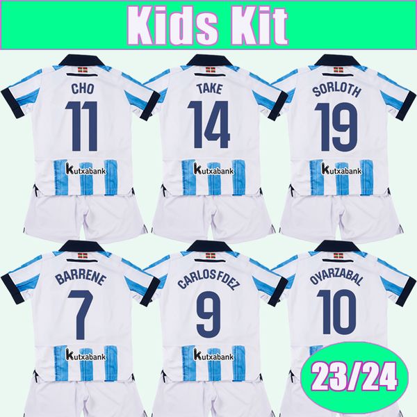

23 24 royal society kids kit soccer jerseys oyarzabal silva illarra carlos fdez cho take sorloth home blue white football shirts uniforms, Black