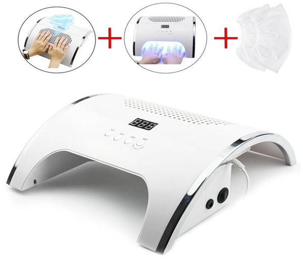 

80w strong power nail lamp nail dust collector two in one art salon lamp and collector vacuum cleaner manicure tools4738349, Silver
