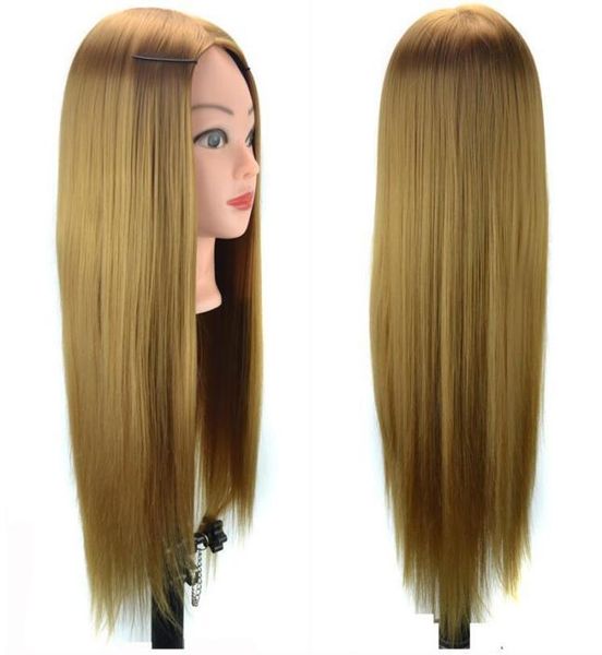 

60cm synthtic hair practice hairdressing training head mannequin training head3738188, White