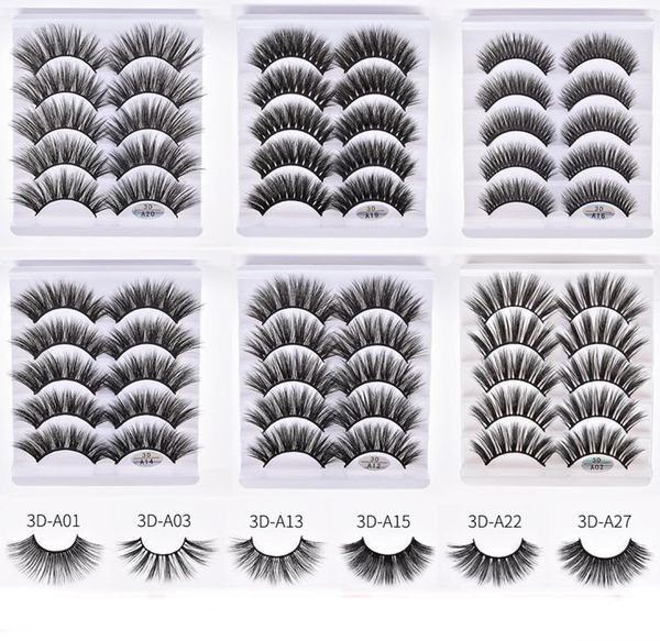 

new 5 pairs soft fake 3d mink hair false eyelashes handmade wispy fluffy long faux mink lashes natural eye makeup tools5388054