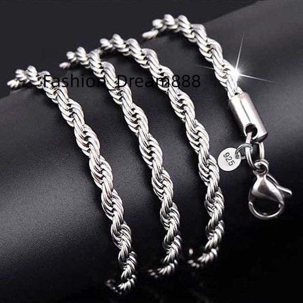 

925 silver necklace women men twist rope chain snake necklace jewelry