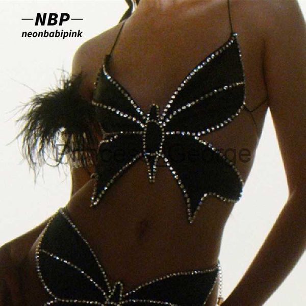 

party dresses neonbabipink backless lace up butterfly rhinestone crop fashion rave outfit tanks camis indie y2k clothes n96bh10 x0629, White;black