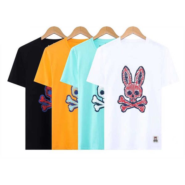 

psychos 2023 mens shirt tshirt womens bunnys tees combed cotton summer short sleeve business design fashion skull rabbit casual breathable c, White;black