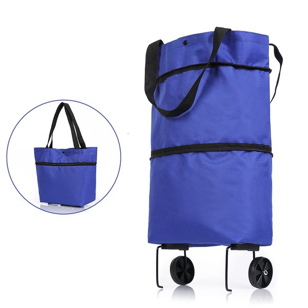 

shopping bags folding pull cart trolley bag with wheels foldable reusable grocery food organizer vegetables p230628