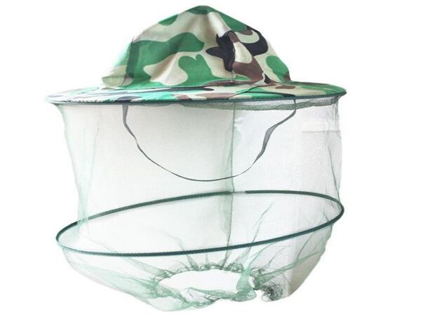 

insect anti mosquito fly resistance net mesh face bug bee hat camouflage face mesh caps for camping hiking hat protector cap fishi9370830, Black;white