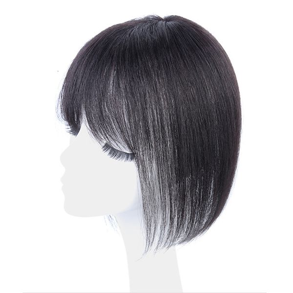 

synthetic s human hair ers clip in bangs remy brazilian fringe pieces straight cover white grey loss for women 230629, Black