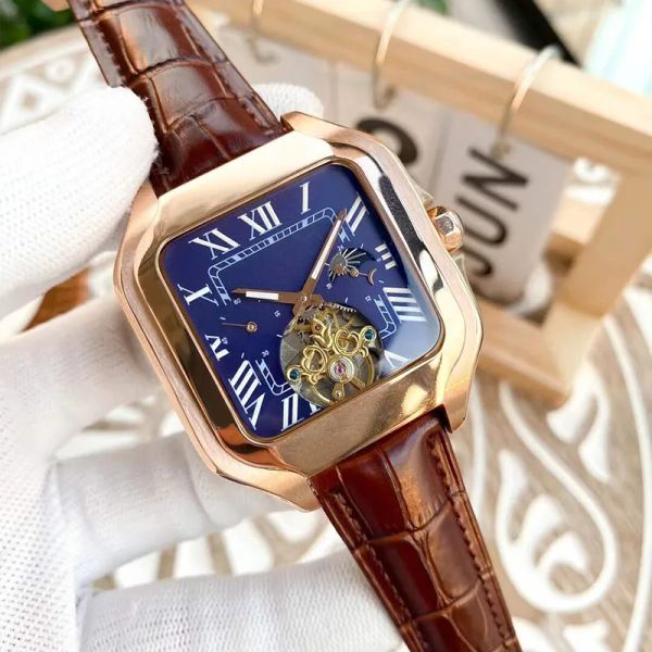 

u1 grade aaa mens watch automatic mechanical watches sapphire 43mm classic wristwatches montre de luxe cowhide strap, Slivery;brown