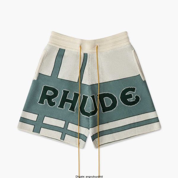 

fashion brand rhude men's shorts new letter slogan jacquard drawstring men's personalized breathable wool shorts, White;black