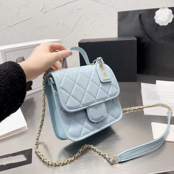 

designer handbag c bag 22k women's black diamond grid lacquer leather handheld nameplate tofu poor bag 6u4p