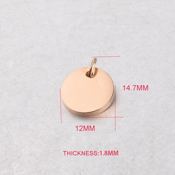 

dresses 50pcs 12mm rose gold color mirror polish stainless steel round pendants with jump ring stamping blanks for diy tag, White;black