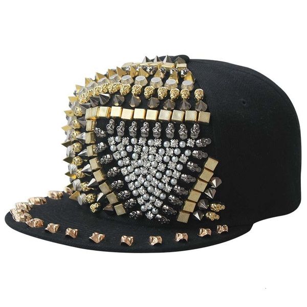 

ball caps gbcnyier hedgehog punk hiphop hat gold spikes spiky studded cap street dancing show cool 230628, Blue;gray
