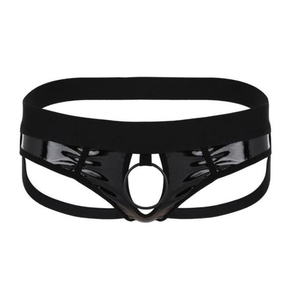 

men039s swimwear mens low rise bikini gstring underpants with metal oring lingerie bottom faux leather open back hollow out j9389192