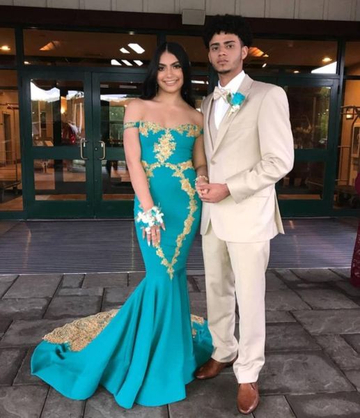 

gorgeous gold lace appliques mermaid prom dresses sweetheart backless long prom gowns off the shoulder party dresses5185113, Black