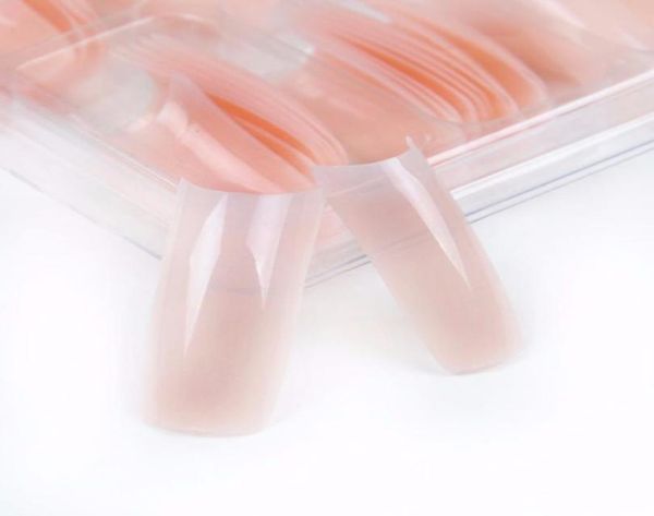 

100pcs box nude pink half nail tips south french salon acrylic nail art false tips for manicure for salon build7625685, Red;gold