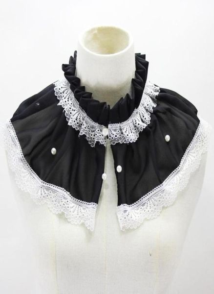 

bow ties sitonjwly 2021 women stand fake collars black necklace choker false dress detachable collar neck ruff shawl nep kraagie6575398, Black;gray