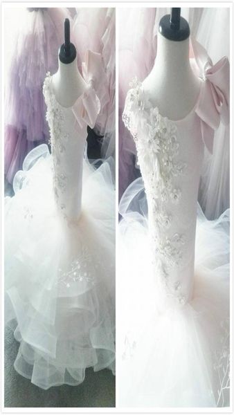 

mermaid lace flower girl dresses tulle beaded tiers little girl wedding dresses vintage pageant dresses gowns f0883998020, White;blue