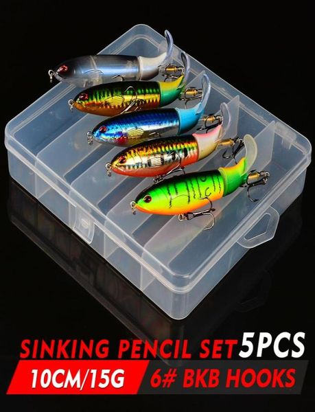 

5pc whopper plopper fishing lure set 15g 36g ater popper bait rotating tail artificial wobblers fishing tackle 2011032049756