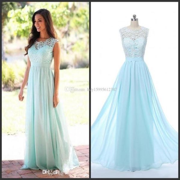 

the real picture 2017 coral mint green long junior bridesmaid dress lace chiffon country style beach bridesmaid dresses form3438668, Blue;red