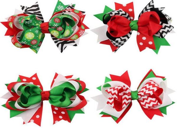 

xmas bow clip 45inch christmas design hair flowers children headwear kids hairpin girls hair clips baby hair accessories hd32965109286, Slivery;white