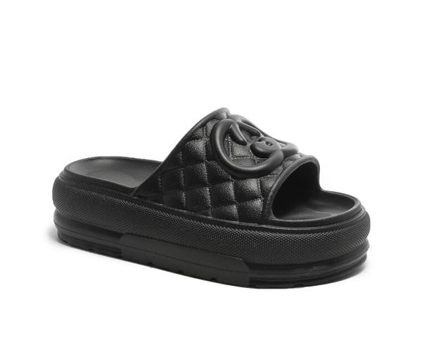 

designer slippers thick bottom platform soft comfortable rubber slide sandals women shoes black white pink g luxury flat flops