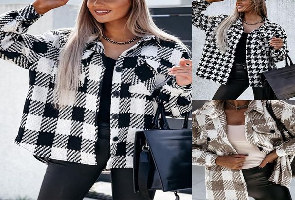 

new style woman woolen jacket black and white aound neck korean version slim vneck short autumn coat8670618