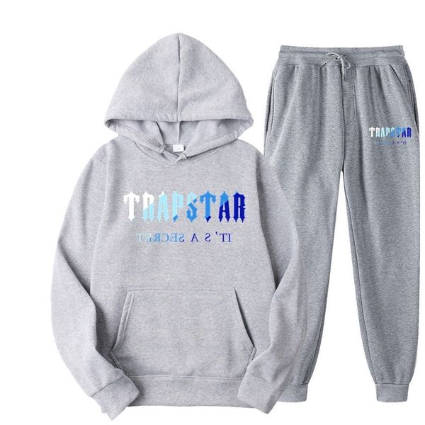 

men's tracksuits trapstar tracksuit 2 pieces set hoodies fleece sweatshirtpants suit hoodie sportswear jogging men's sets brand 23, Gray