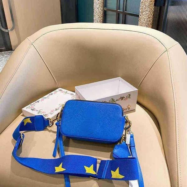 

lady quality marc camera bag m letter leather designer bag women wide shoulder strap crossbody bags color match single messenger bag 220211