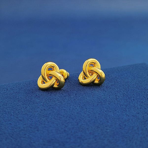 

dupe brand jewelry long knot rhinestone stud earrings for women 18k gold plated, Silver