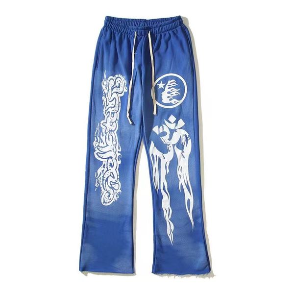

pants men's pants sports pants vintage mud print sports casual pants flare legs men's women's couple sports pants, Black