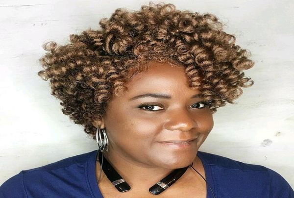 

synthetic jamaican bounce 12mm crochet hair extensions african braid curl kenzie saniya kalon hair for women1409525, Black