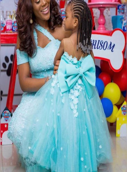 

handmade flowers applique wedding party flower girls039 dresses 2022 sheer neck beaded sash bow tulle birthday princess pageant1532296, White;blue