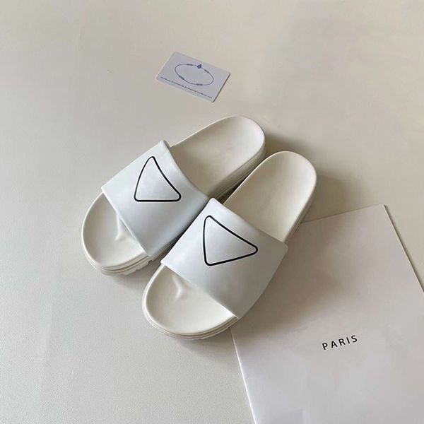 

fashion luxury women slippers sandals triangle pool fun slides italy refined slip flat sliders black white rubber simple designer casual pla