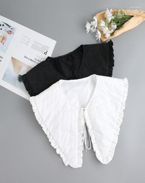 

bow ties solid color womens shirt detachable collars shawl fake false collar lapel half blouse adjust clothes decor3995927, Black;gray