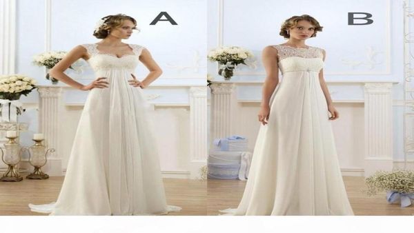 

new empire country bohemian wedding dresses sleeveless keyhole lace up backless summer beach bridal gowns2732539, White