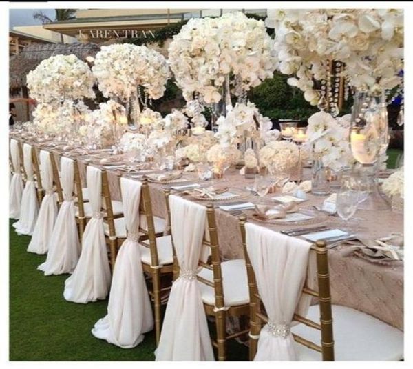 

romantic chiffon wedding party anniversary chair sash party banquet decorations 20 pieces set wedding chair sash 150cmx50cm2318228