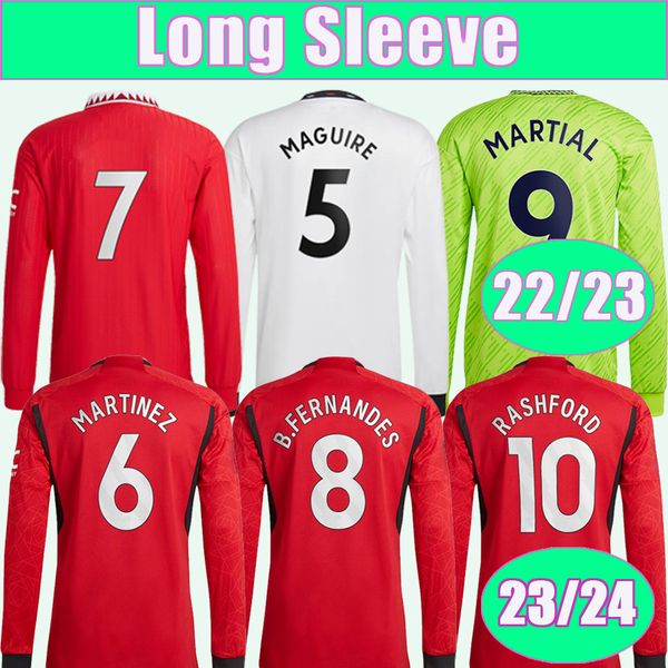 

23 24 rashford martinez mens long sleeve soccer jerseys b. fernandes martial eriksen casemiro sancho antony 22 23 home football shirts unifo, Black;yellow