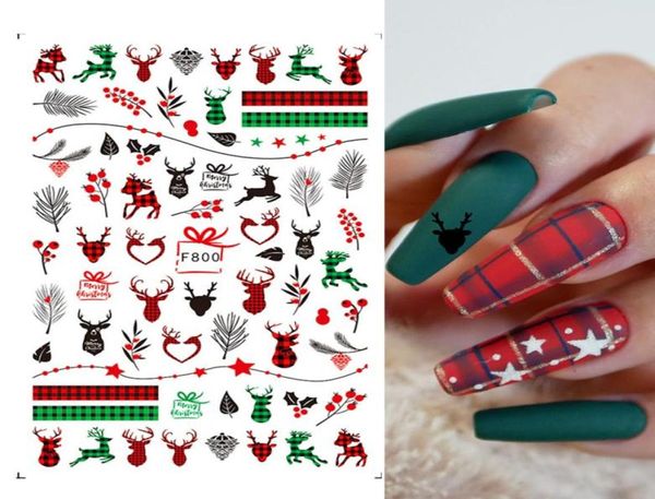 

nail art christmas stickers ins christmas snowflake snowman elk leaves 3d adhesive nail sticker nail6897630, Black