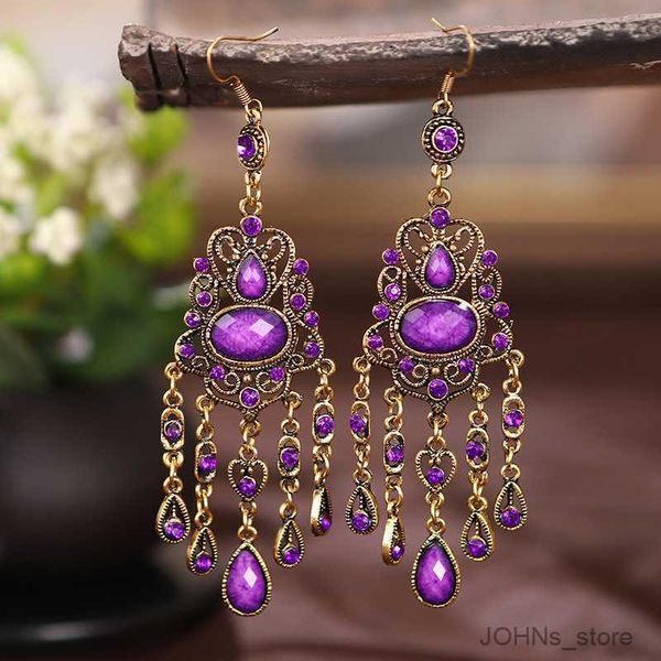 

stud creative ethnic long antique gold earrings vintage acrylic geometric hollow drop earrings women jewelry r230630, Golden;silver