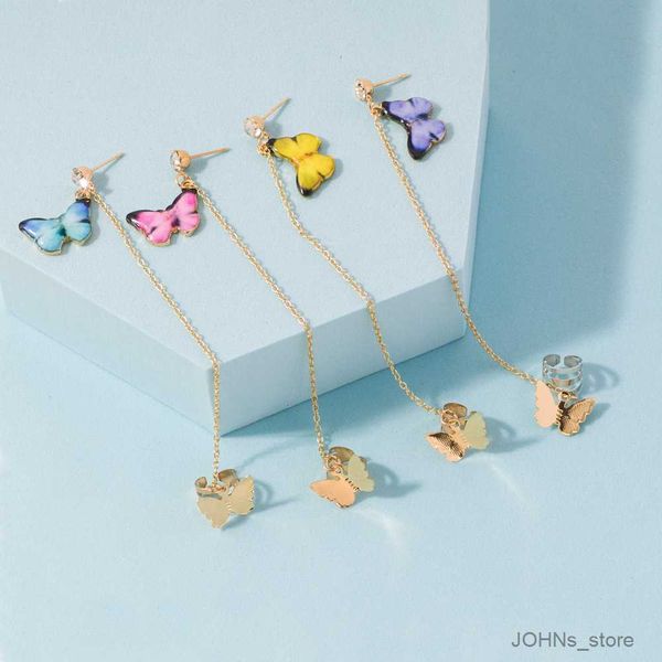 

stud new creatiive design butterflies earrings light luxury ear jewelry ladies geometric ear bone clips trend ear jewelry r230630, Golden;silver