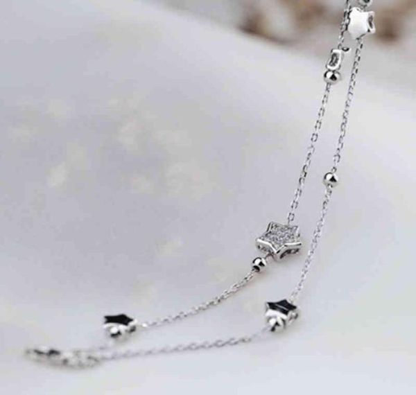

jinjiahua doublelayer star bracelet sier plated five pointed star popular fashion korean bracelet for women7267019, Black