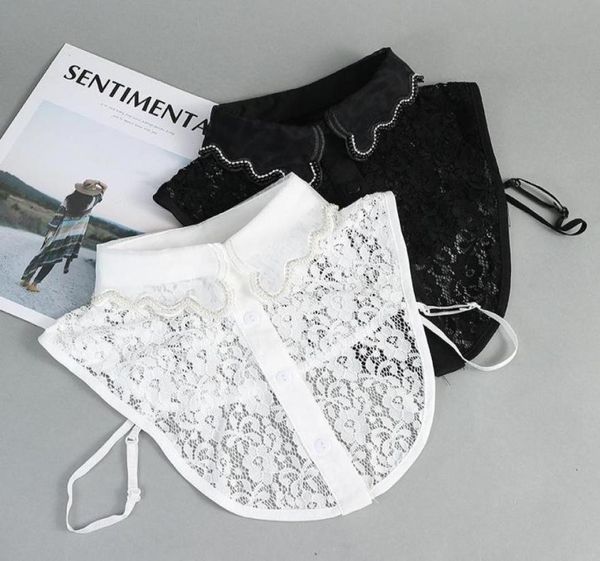 

bow ties women fake collar handmade lace embroidery necklace false detachable shirt collars for removable neck3096681, Black;gray