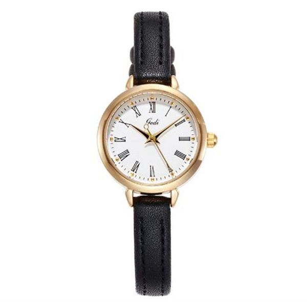 

2023 round and compact retro roman scale versatile women's student belt quartz watch, Slivery;golden