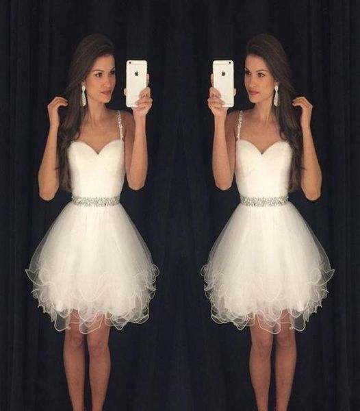 

2019 little white homecoming dresses spaghetti straps with beads tulle cocktail dresses formal party dresses prom gowns for women9989289, Blue;pink