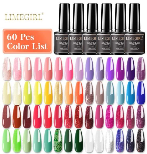 

nail art kits limegirl multiple colour gel polish set 80 colors semi permanent uv led varnish soak off lacquers base coat3931165