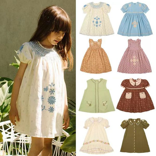 

girl s dresses girls clothes summer for baby flower embroidery beautiful children cotton short sleeve dress toddler kids outfit 230630, Red;yellow