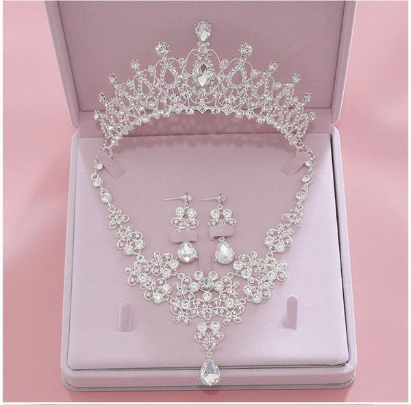 

fashion crystal wedding bridal jewelry sets women bride tiara crowns earring necklace wedding jewelry accessories5108529, White