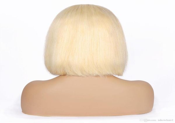 

150 density part lace front wig bob brazilian human hair wigs 613 blonde color peruvian straight for women all ages4240700, Black;brown