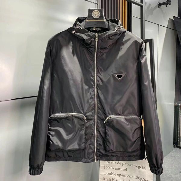 

p-ra designer men's zip hooded jacket man brands fashion black long sleeve outerwear jacket sports casual hoodie coat windbreaker outer, Black;brown